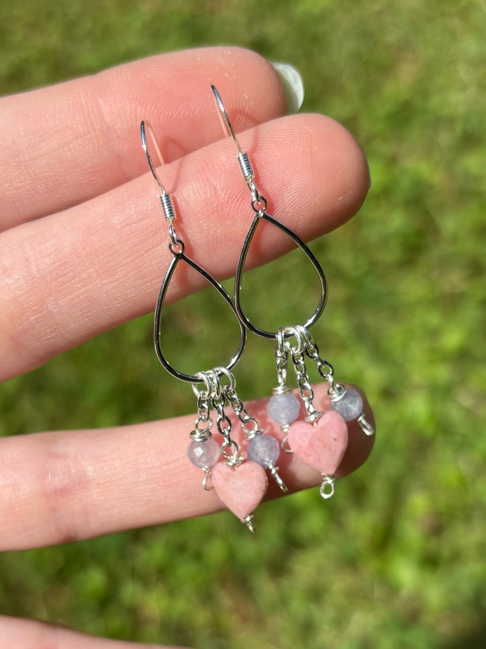 Tanzanite and rhodochrosite earrings